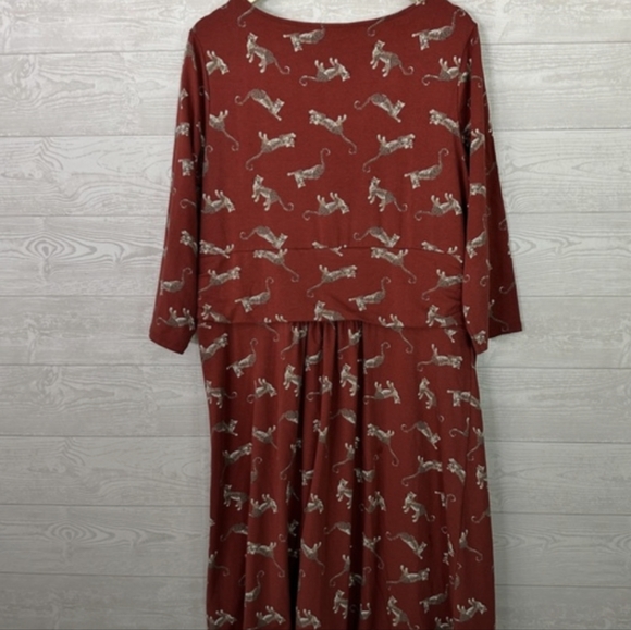 Lands End Leopard Dress Cheetah 1X Plus Cotton Spandex - Picture 5 of 8